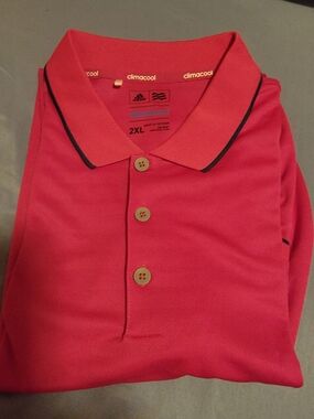 adidas Pink Men’s Polo with Contrast Piping